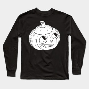 Cute Halloween White Silhouette Jack O' Lantern Long Sleeve T-Shirt